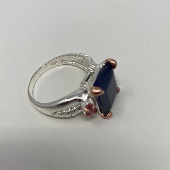 Genuine Sapphire Ring Amazing 12 CTW & Pink Tourmalines Ring - Picture 6 of 10